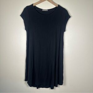 JOAH BROWN Classic Chic Cap Sleeve Black Short Sleeve Mini T-Shirt Dress